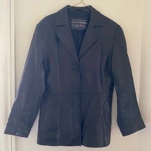 Vintage Black Leather Coat Size Women’s Large